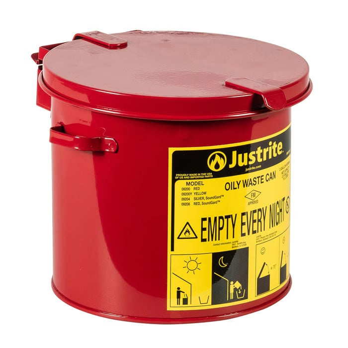 Justrite 8 L Oily Waste Can Hand Operated Cover