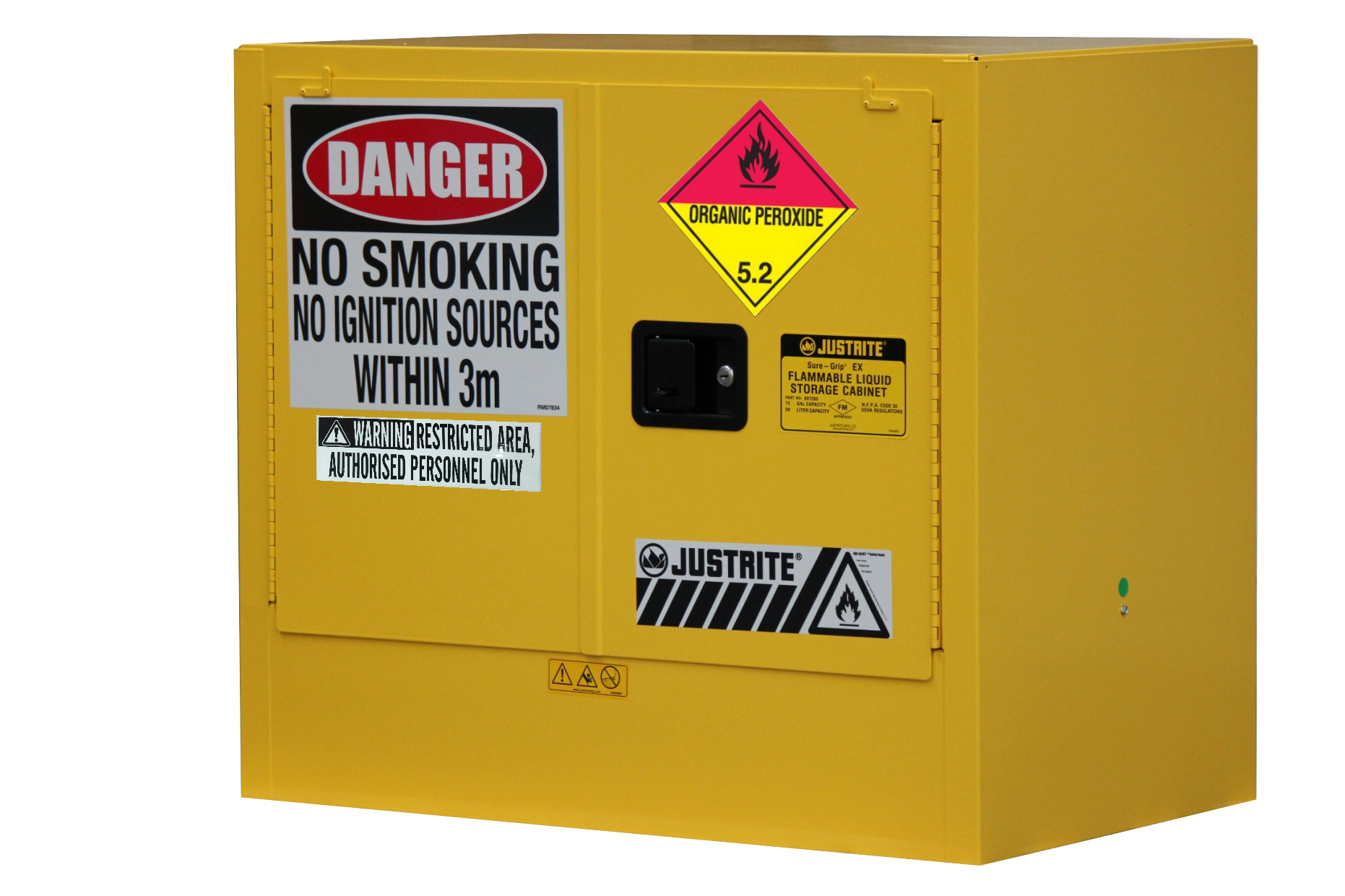 60L Justrite Organic Peroxide Cabinet 2 Shelves 2 Door