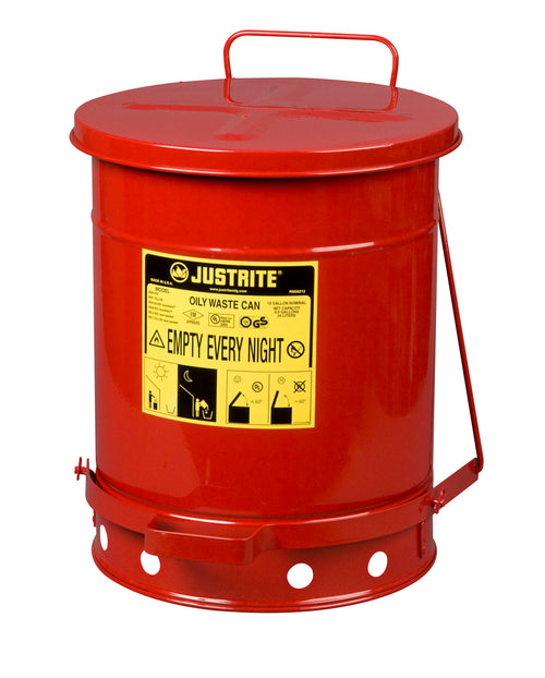 Justrite 38 L Oily Waste Can Foot Operated Cover