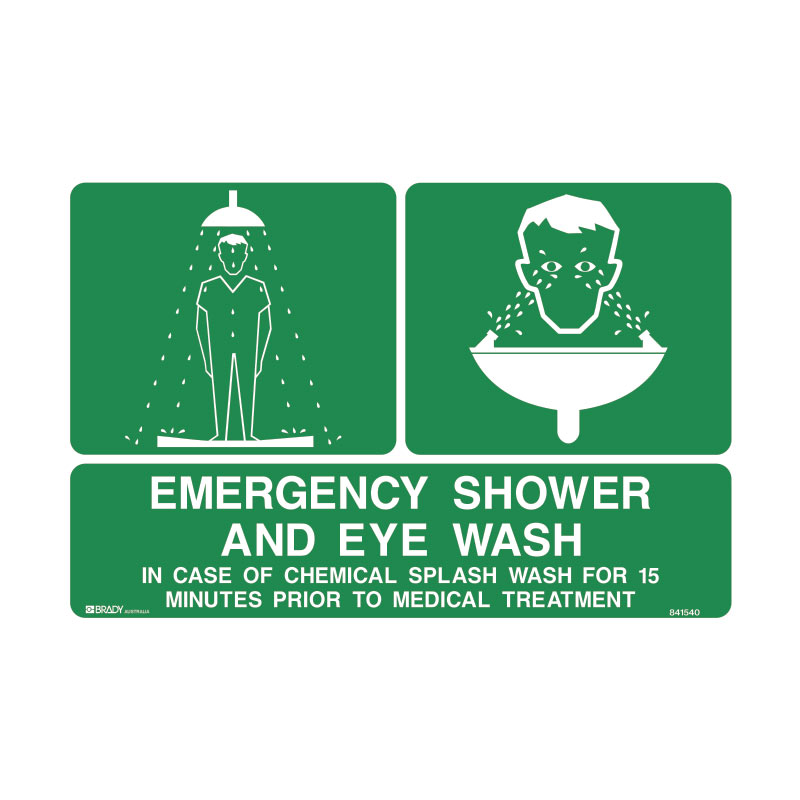 Emergency Safety Shower and Eye Wash Sign - Metal - 600x900mm