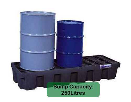 Spill Pallet 3 Drum In-Line Polyethylene Low Profile