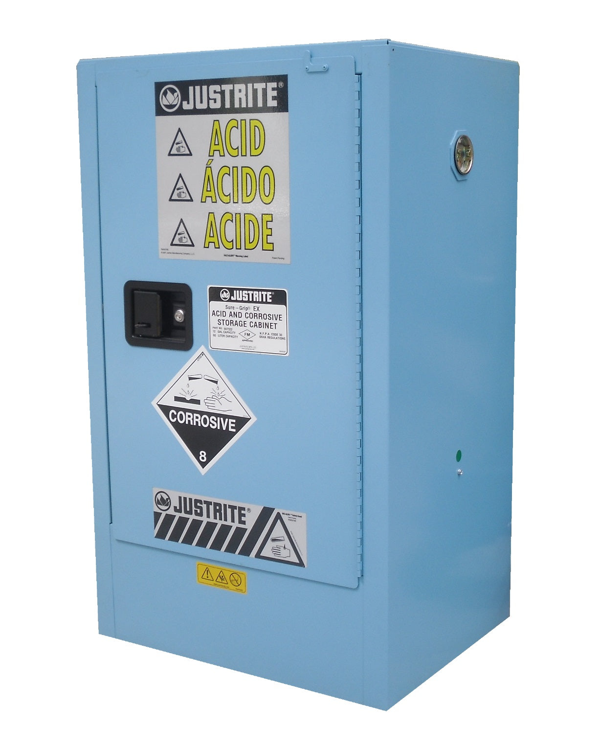 60L Justrite Corrosive Chemical Cabinet 2 Shelves 1 Door