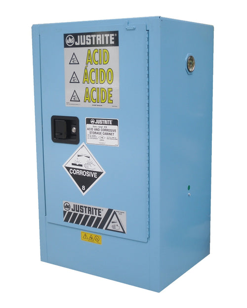 60L Justrite Corrosive Chemical Cabinet 2 Shelves 1 Door