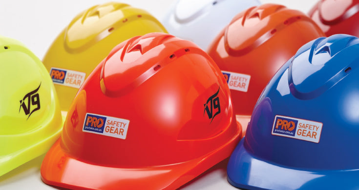 Different coloured hard hats