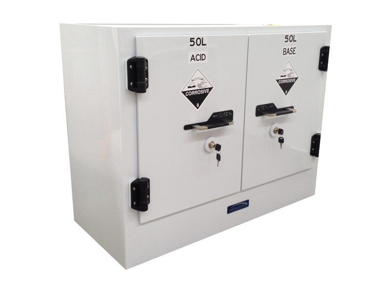100 L Polystore Corrosive Chemical Cabinet Dual Compartments