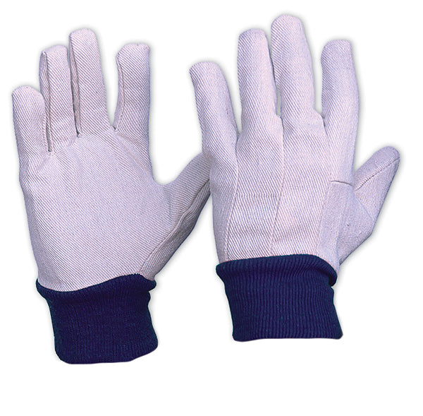 Blue Knit Wrist Cotton Gloves Mens